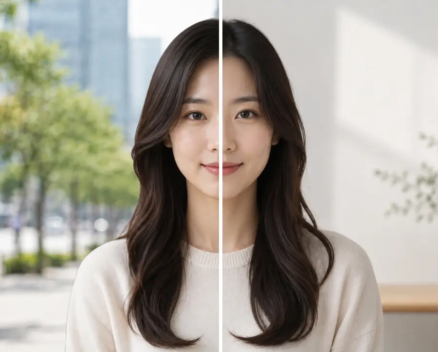 인물 사진의 배경을 제거한 모습