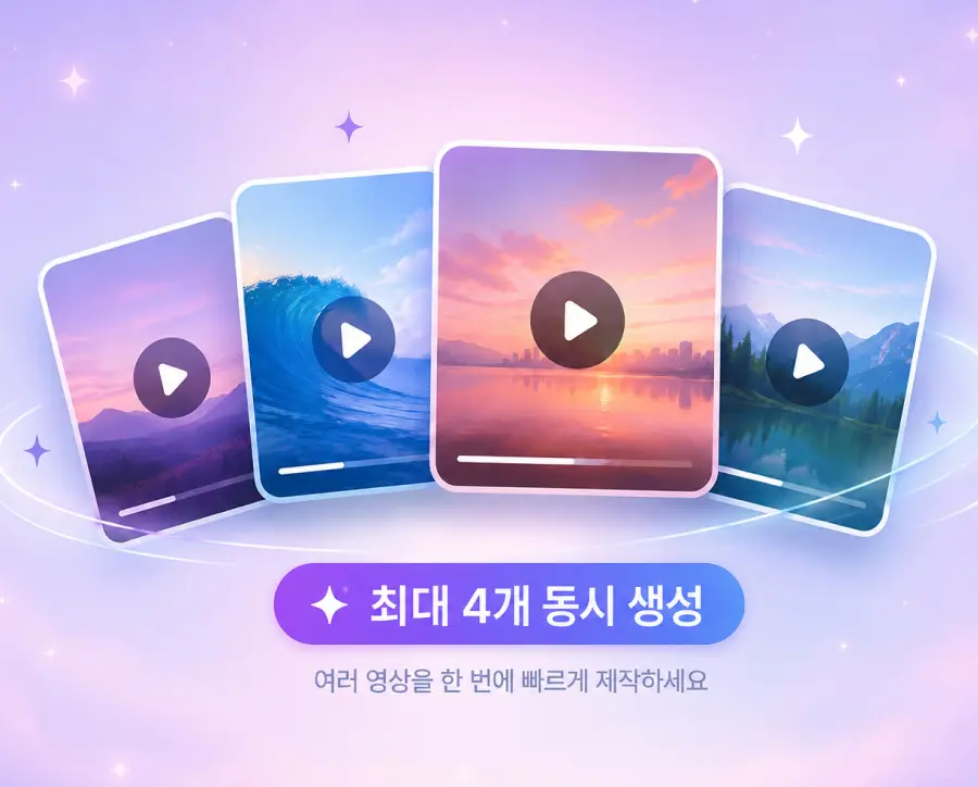 여러 AI 영상 결과가 펼쳐진 모습